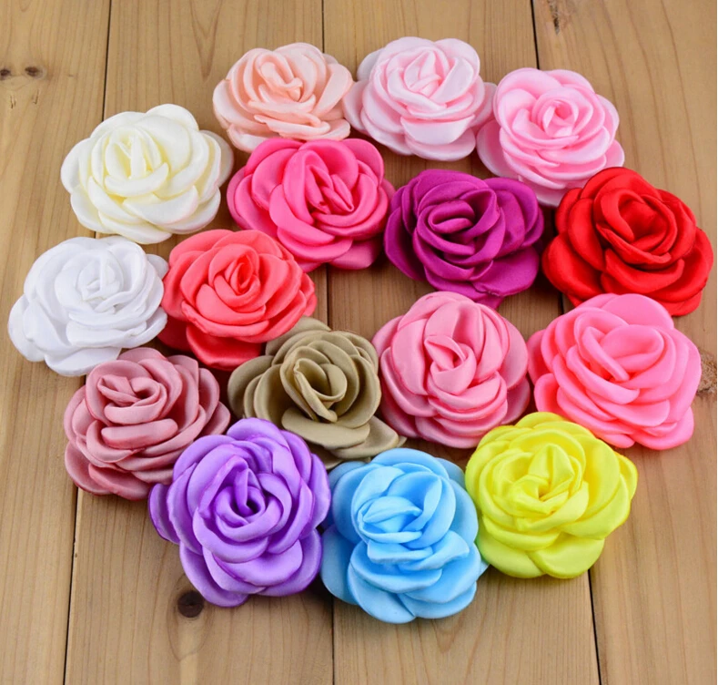 Атласная Розетка 2 4 дюйма 100 шт./лот|burn flower|for baby girlheadband accessories |