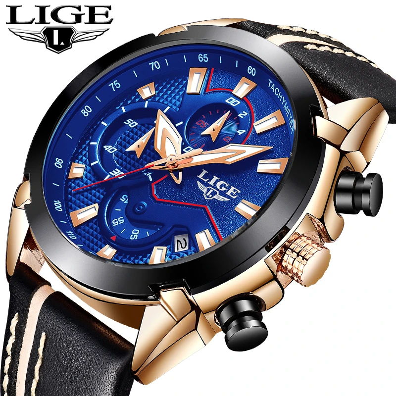 Relogio Masculino мужские часы LIGE люксовый бренд Военные Спортивные кварцевые деловые