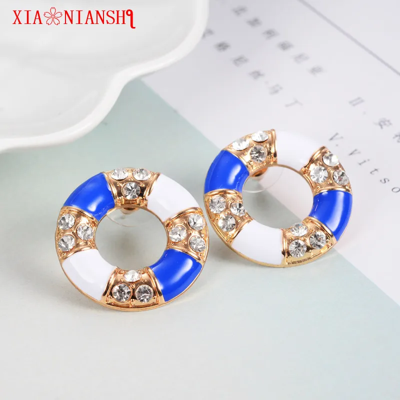 Женские винтажные серьги лодочки Boat Element boucle d'oreille femm креативные эмалированные
