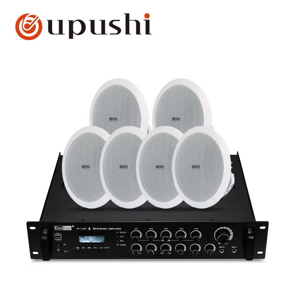 

Комплект для профессиональной фоновой музыки Oupushi HT-1.2AT и KS805, 5 зон, управление мобильный телефон, Bluetooth-соединение для магазинов