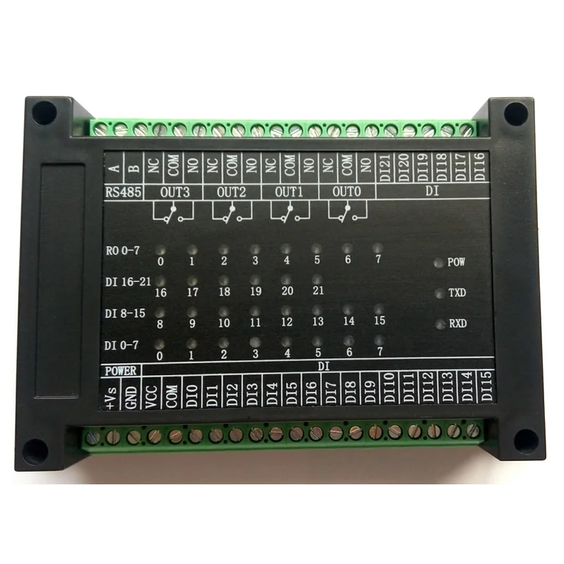 

Switch input and output 22 way open 4 way relay output module RS485 MODBUS-RTU communication