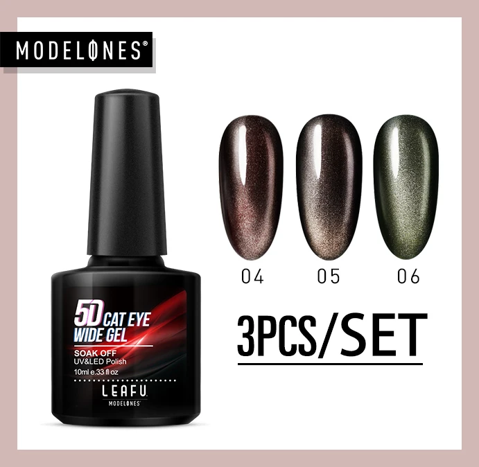 3PCS GEL SET Leafu Modelones 5D Cay Eyes УФ-гель для ногтей набор Магнитный "хамелеон" светодиодный гель лак для ногтей полуперманентный УФ-гель для ногтей Набор Для лаков - Цвет: 3PCS GEL SET