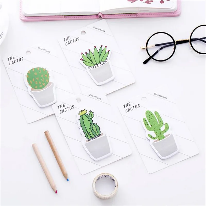 Креативные кактус memo pad Kawaii растение Стикеры для планирования бумага для записей наклейки Канцтовары офисный школьный подарок