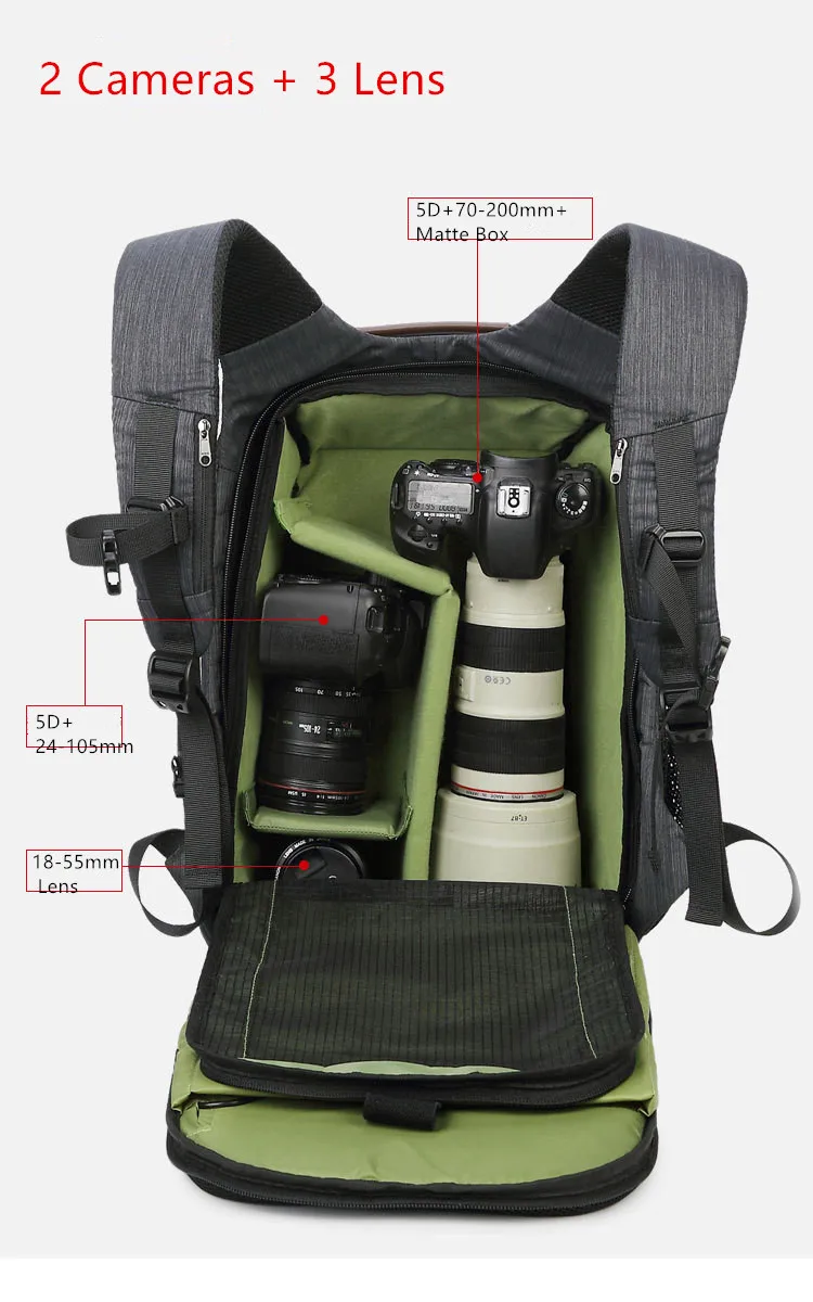 Большой емкости корейский стиль Открытый фотографии рюкзак DSLR водонепроницаемый нейлон камера/видео сумка с держателем штатива дождевик
