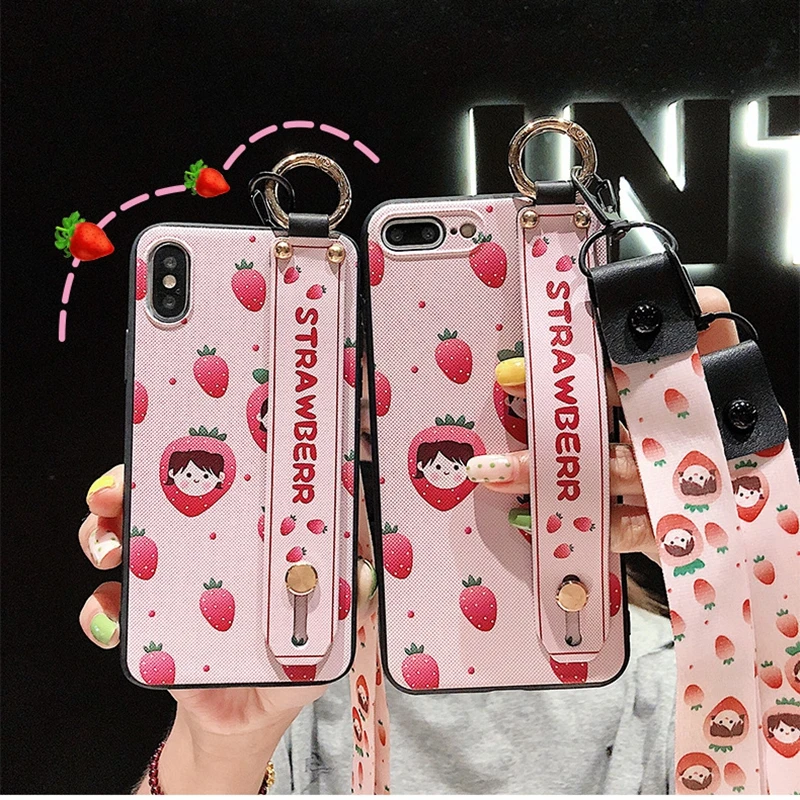 Phone Holder For iphone XS Max Case Fruit Avocado Soft TPU Neck Wrist Strap Lanyard 6S 7 8 Plus X XR 11 Pro |