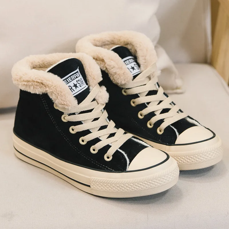 Женская зимняя теплая обувь для бега 2018 бархатная однотонная спортивная со