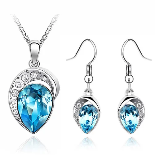 Женский ювелирный комплект из колье и серёг, с австрийским кристаллом