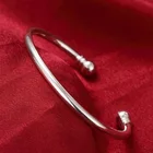 Женский Гладкий Браслет DOTEFFIL из стерлингового серебра 925 пробы с бусинами, Свадебные вечерние ювелирные украшения