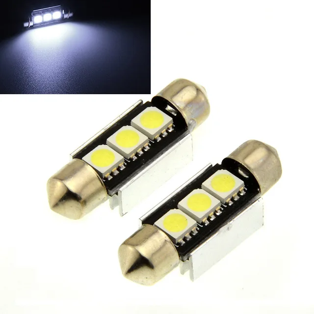 2X Canbus festoon 39 мм Festoon 3 SMD 5050 светодиодный CANBUS Dome автомобильный светильник для Чтения