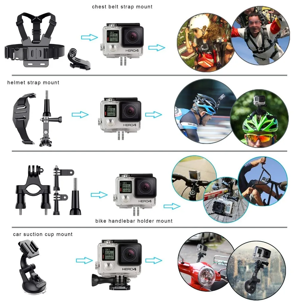 Набор аксессуаров для экшн камеры GoPro Hero Session DBPOWER AKASO VicTsing APEMAN|kit for gopro|camera accessories