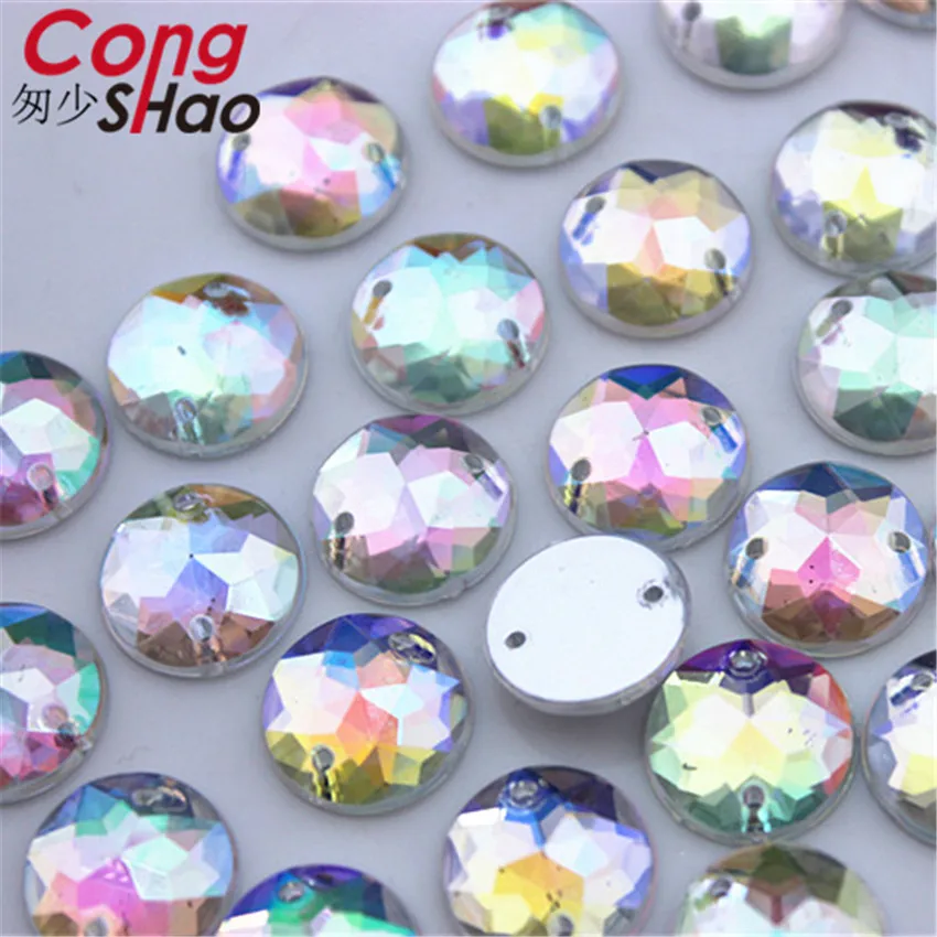 Цветные круглые камни и кристаллы Cong Shao 200 шт. 12 мм AB акриловые стразы с плоской
