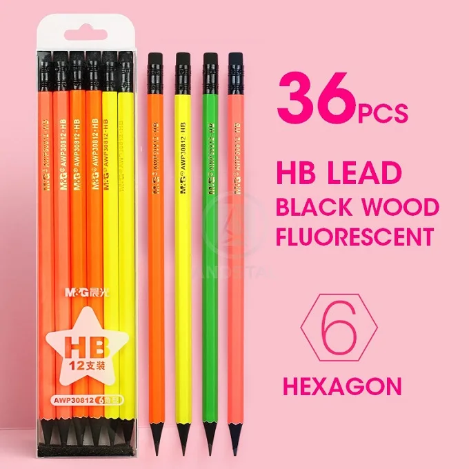 36pcs Fluorescent M& G 72/36 шт милый пастельный цвет черный деревянный карандаш деревянные карандаши для детей карандаш для рисования эскичей набор для школы флуоресцентный - Цвет: 36pcs Fluorescent