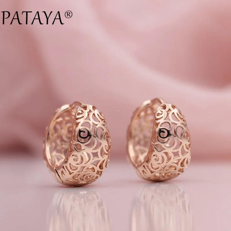 PATAYA Новое поступление уникальные Изысканные резные полые 585 розовое золото большие болтающиеся серьги женские свадебные вечерние изысканные трендовые ювелирные изделия