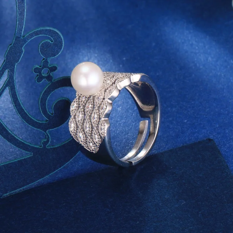 Dainashi classic Luxury 925 sterling silver genuine fresh water pearl rings top brand fine jewelry for wedding/engagement gifts | Украшения