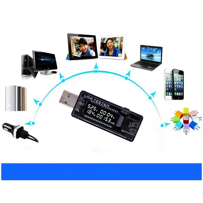 10 шт./лот QC ЖК-дисплей USB тестер напряжения измеритель тока и вольтметр монитор