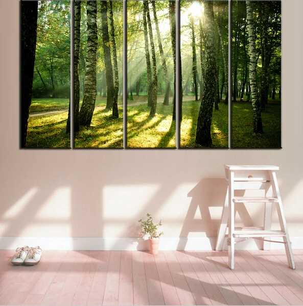 5 шт. картина из зеленого леса Современная Настенная живопись на холсте красивый