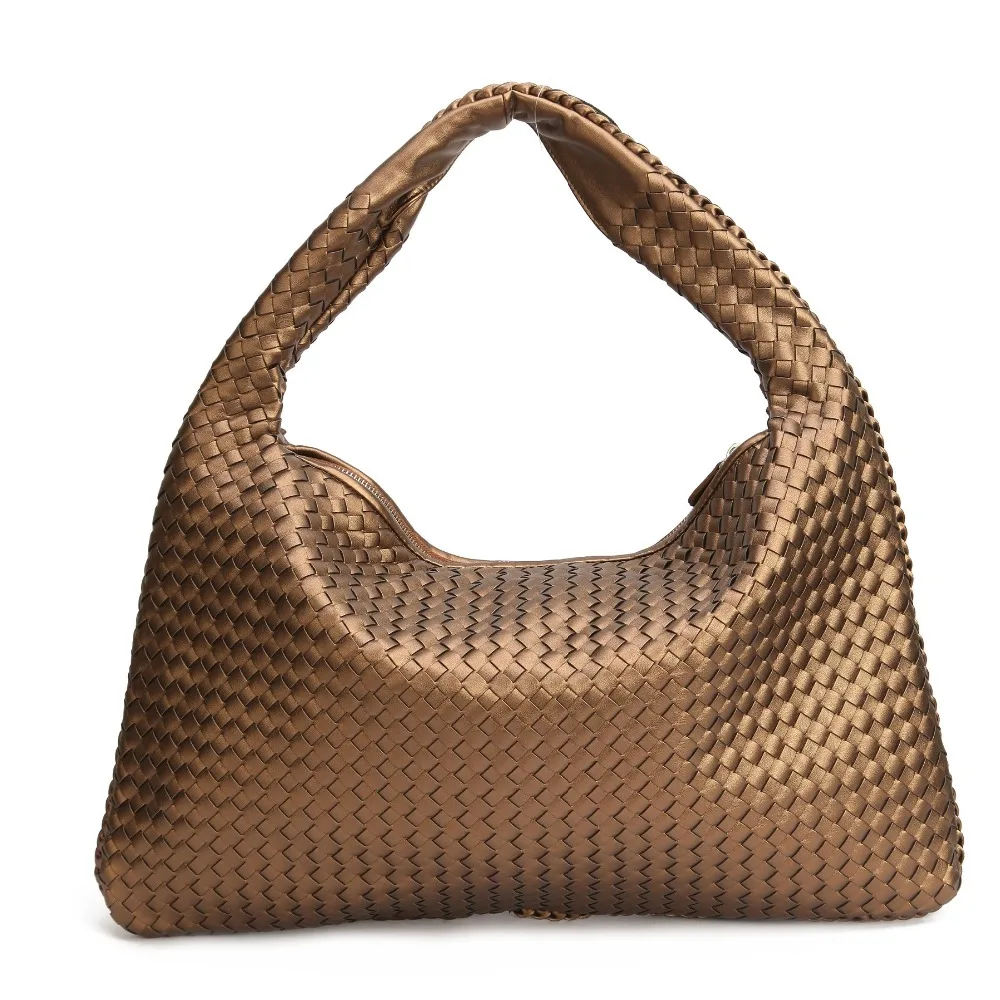 Винтажные плетеные сумки Хобо из искусственной кожи женские на плечо высокое