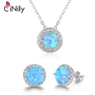 Комплект из колье и серёг, с голубым огненным опалом