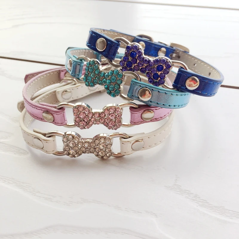 Bling кости ошейник поводок для питомца собаки с Стразы для щенков маленькая Животные кошками, с маленькой лисой, пород, чихуахуа, йоркширских терьеров, аксессуары для ванной комнаты