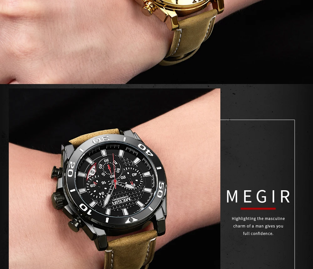 Reloj Hombre MEGIR мужские часы, Хронограф Спортивные мужские s часы лучший бренд класса люкс водонепроницаемые мужские часы Relogio Masculino