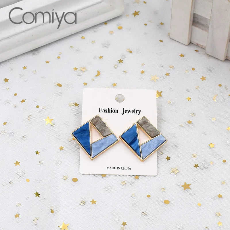 Женские милые серьги гвоздики Comiya сережки из акрила с квадратным