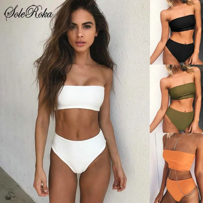 

Bikini 2019 Two-sided High Waist Bikini Swimsuit Woman Swimwear Bikini Strapless Swimsuit for Girls Swimwear Female