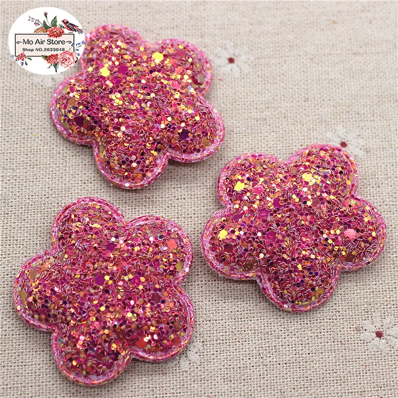 

12pcs bling slap-up flower Non-woven patches glitter Felt Appliques for clothes Sewing Supplies DIY craft hair bow center