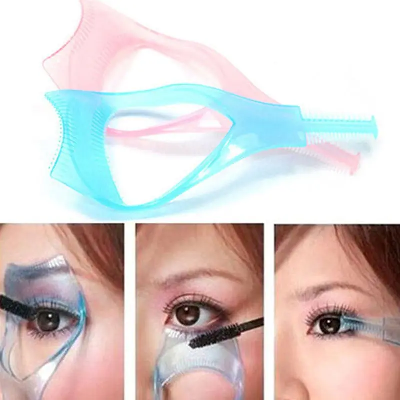 

3 in 1 Mascara Eyelash Applicator Guide Card Comb Eyelash Curler Mascara Guide Applicator Lash Guard Eyelash Curling Comb new