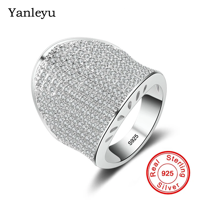 Yanleyu большой вечерние украшения Bling Полный Ясно Циркон CZ кольца для женщин и