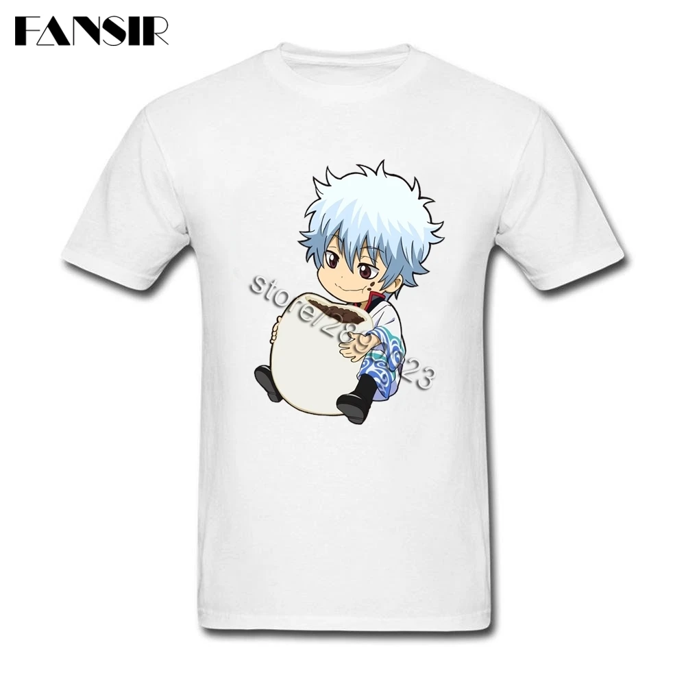 Милый Для мужчин футболка аниме &quotгинтама&quot короткий рукав натуральный хлопок