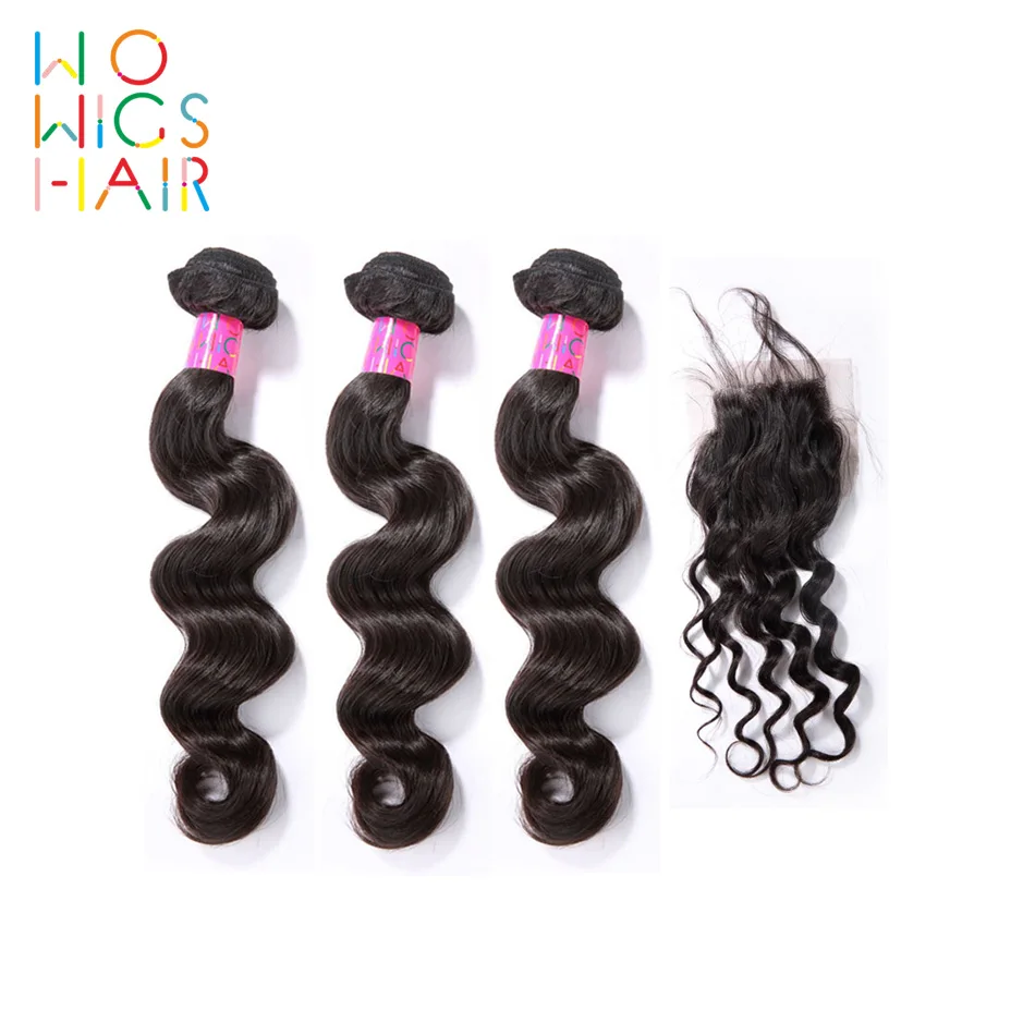 Волосы WoWigs малазийские волосы Remy свободные волнистые 3 пряди лучшая кружевная