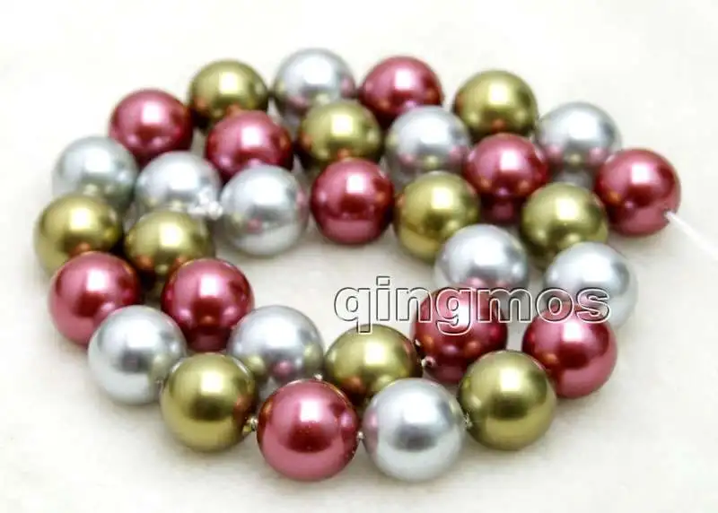 

SALE Round 12mm multicolor (Purple/green/gray) Sea shell PEARL strands 15"-los261 Wholesale/retail Free shipping