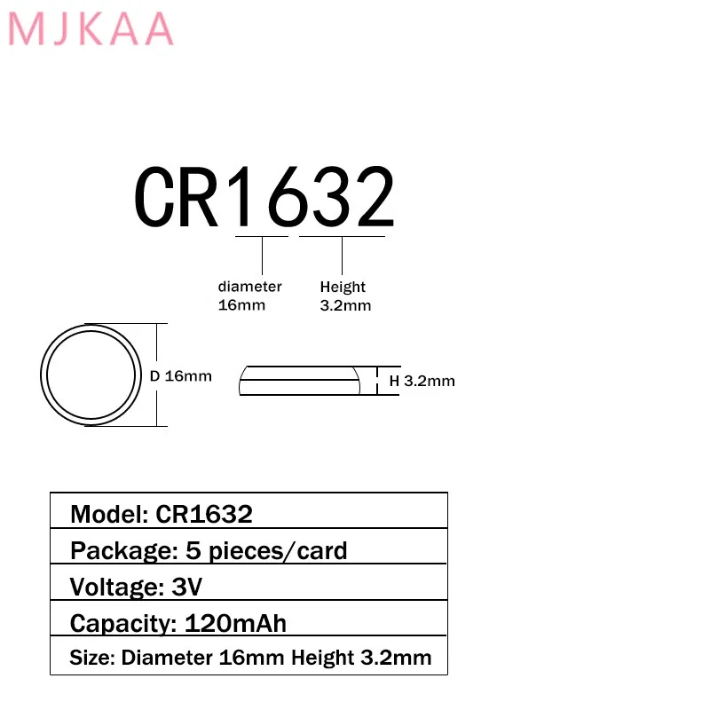 5 шт. CR1632 кнопочные батареи LM1632 BR1632 ECR1632 монетная литиевая батарея 3 в CR 1632 для