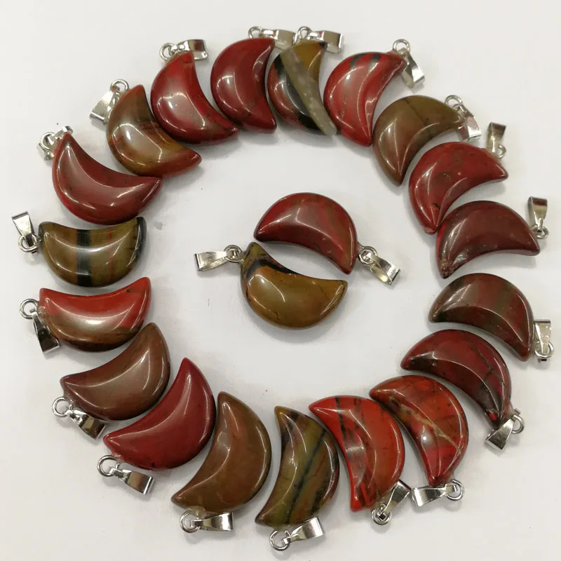 

Wholesale natural rainbow stone pendants fashion moon pendant for jewelry making 50pcs/lot Free shipping