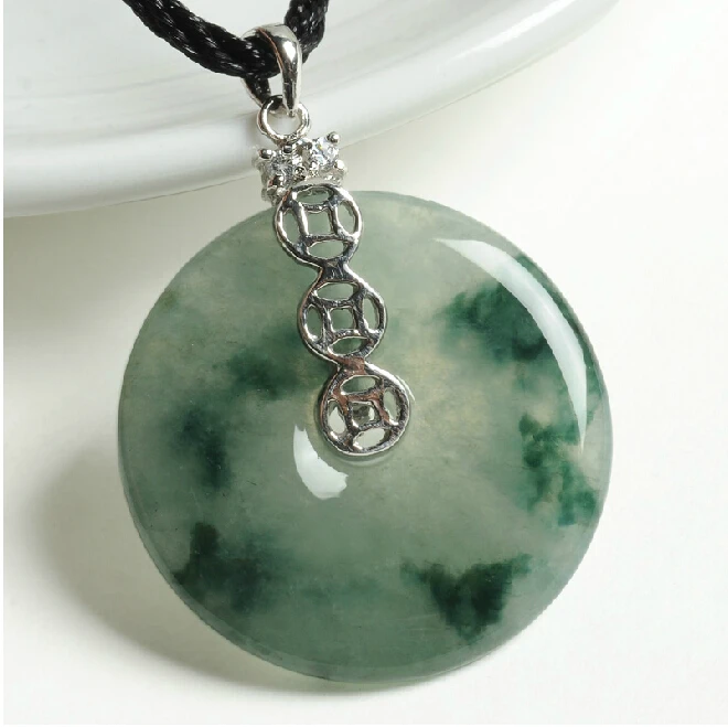 

100% натуральный круглый кулон с резной монеткой класса А из жадеита