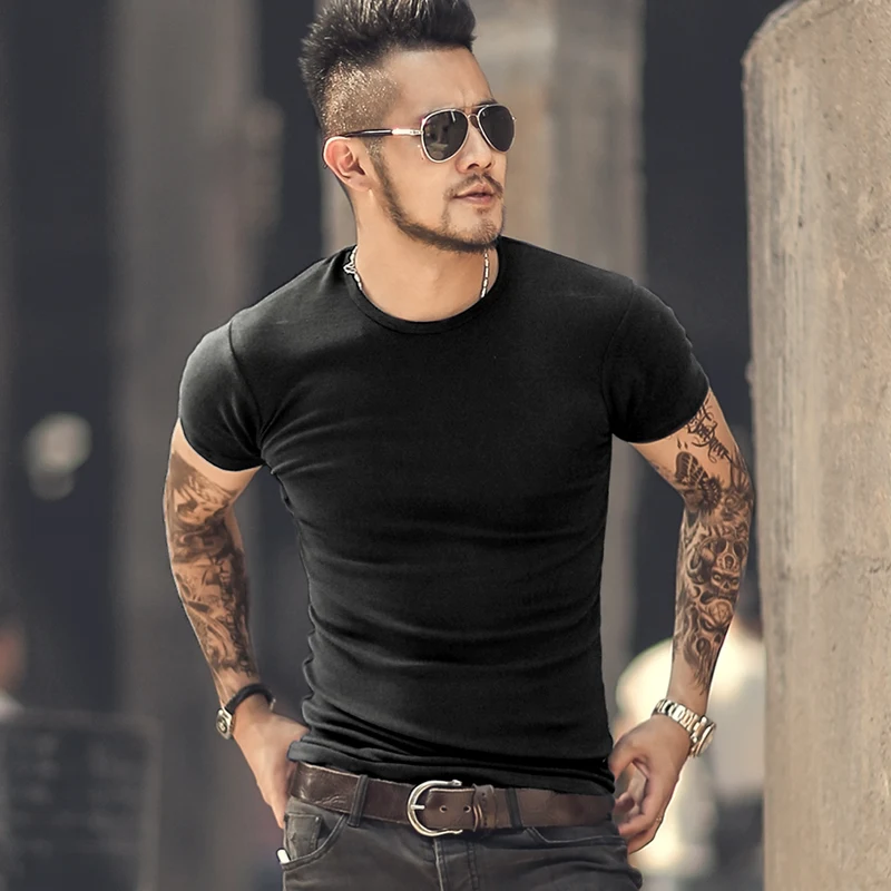 

Summer Men's O Neck Short Sleeve T-shirt Cotton Casual European Style Solid New Brand Design Men Slim Fitness Hot Sale Top Tees