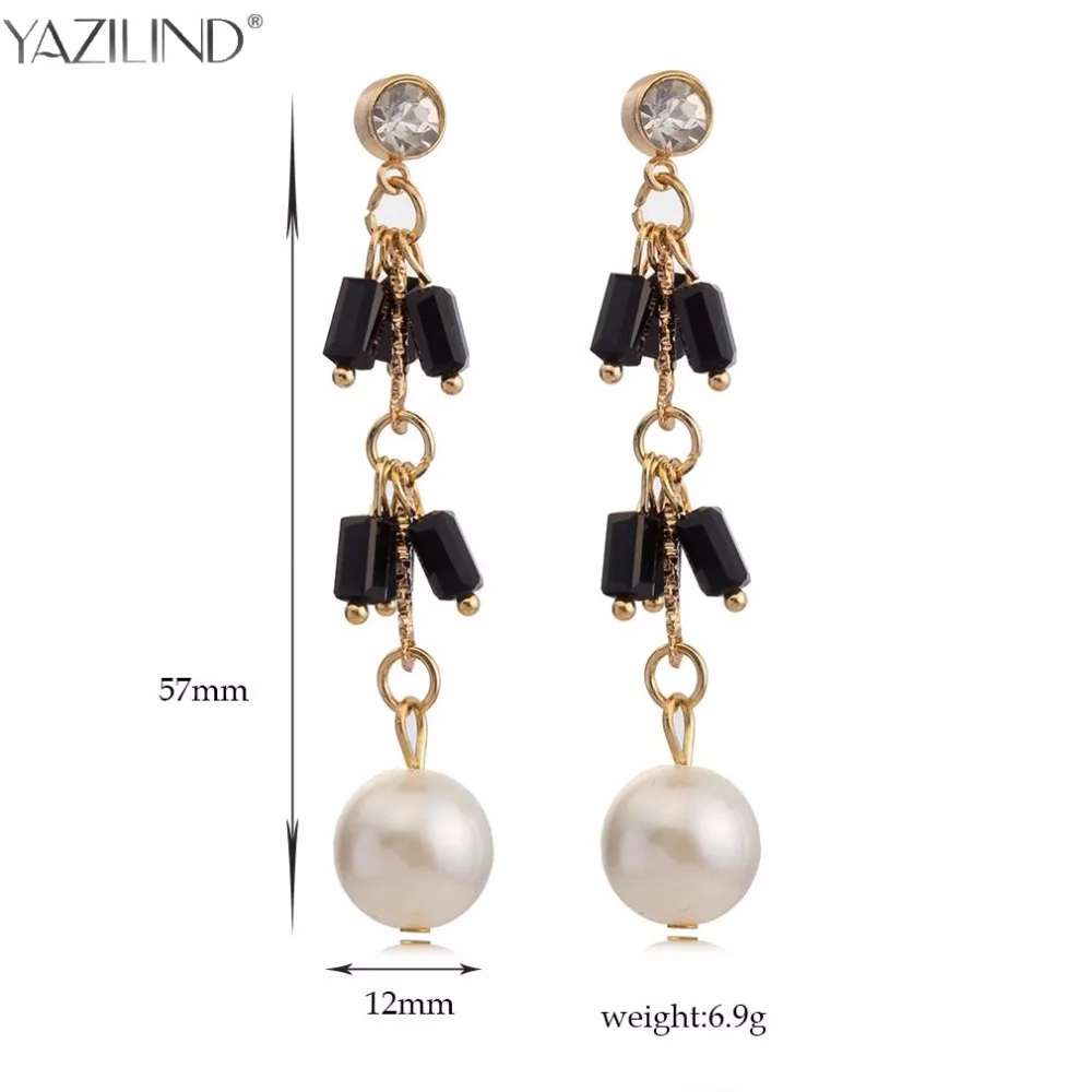 YAZILIND Ethnic Bohemia Tassel Charms Vintage Large Drop Dangle Earrings for Women Black Crystal Ear Brand Jewelry Bijoux | Украшения и