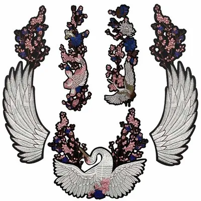 3 шт./компл. вышитые нашивки с краном и цветочной аппликацией железные на Заплатке