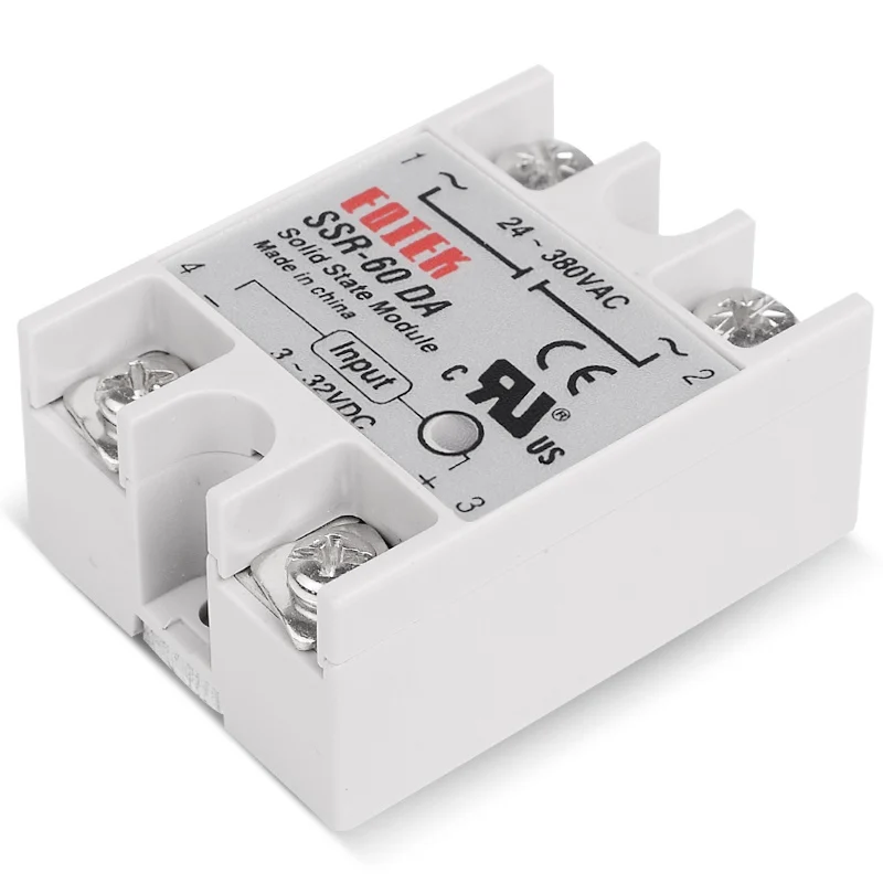 Твердые промышленные реле SSR 60DA 3-32 В DC Вход и 24-380VAC 60A AC Выход нагрузки SSR-60DA