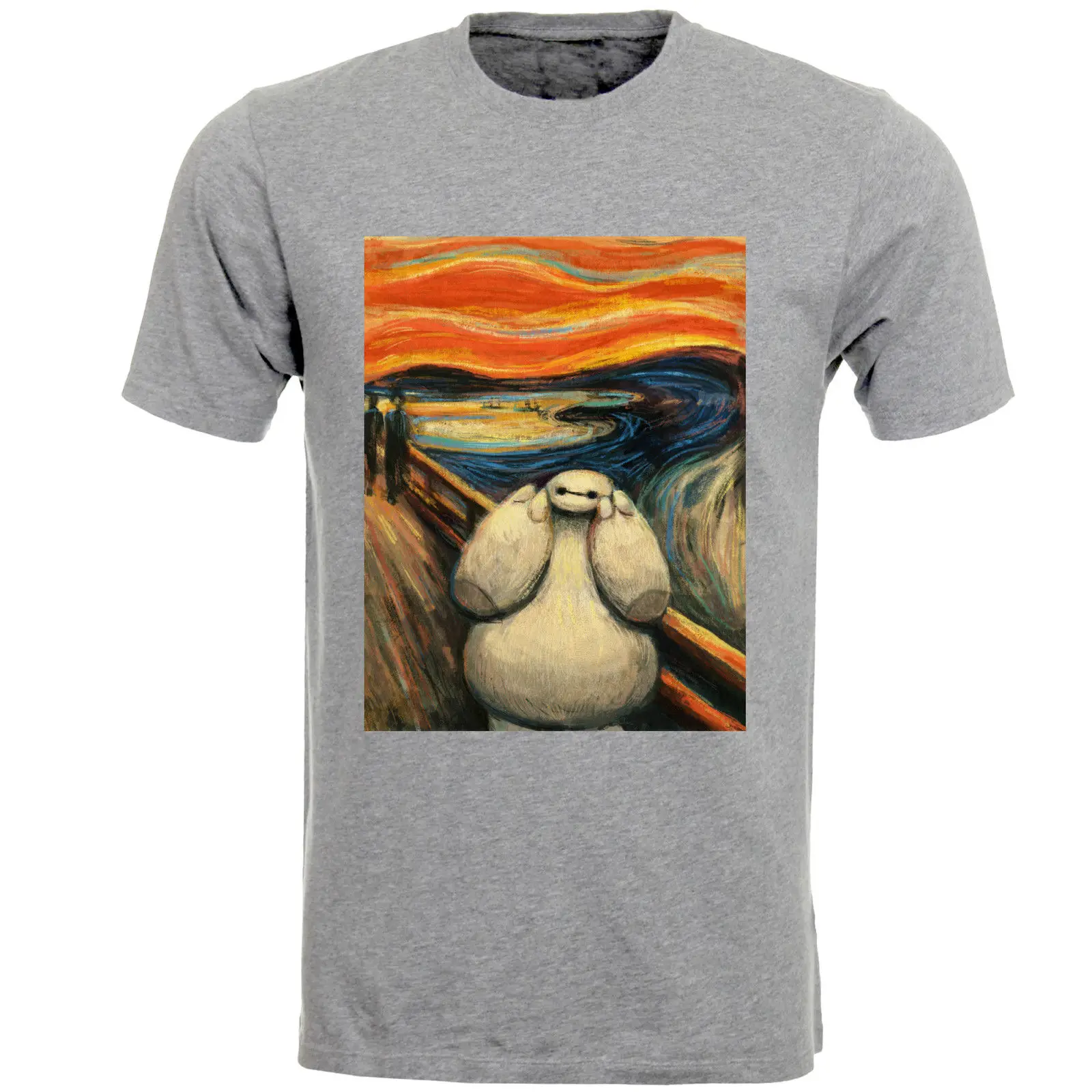 Мужская футболка Baymax Big hero 6 The Scream Banksy Art Parody летняя с принтом|Мужские футболки| |