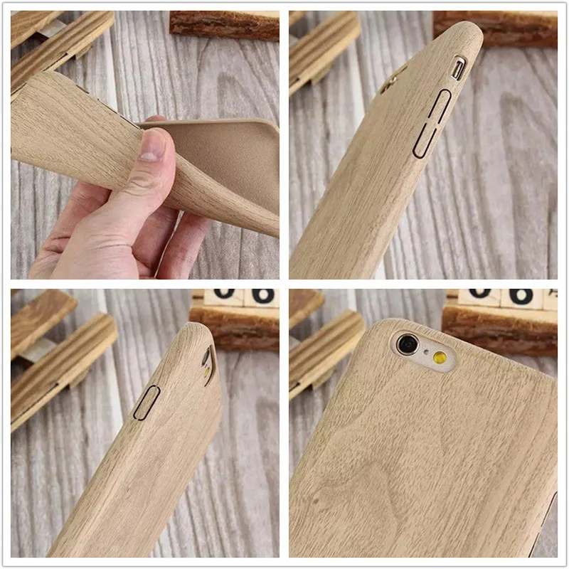2 шт. Мягкий силиконовый чехол под дерево для iPhone 6 6s кожаный на заднюю крышку 6G 6S