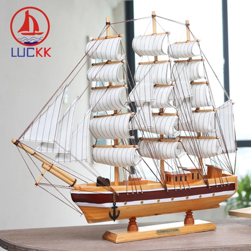 Скандинавская деревянная модель корабля LUCKK 50 см домашний декор интерьерное