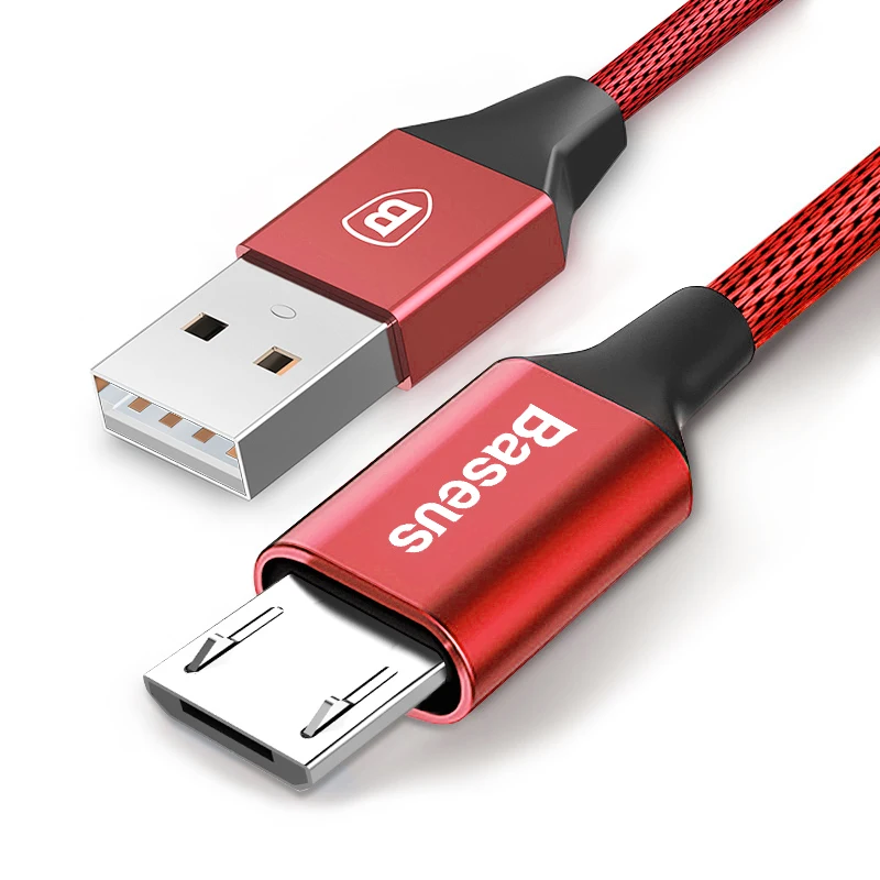 Baseus кабель Micro USB для быстрой зарядки и синхронизации данных, кабель для зарядного устройства Microusb для samsung A7 Xiaomi Redmi Note 5, кабели для телефонов на базе Android - Цвет: Red