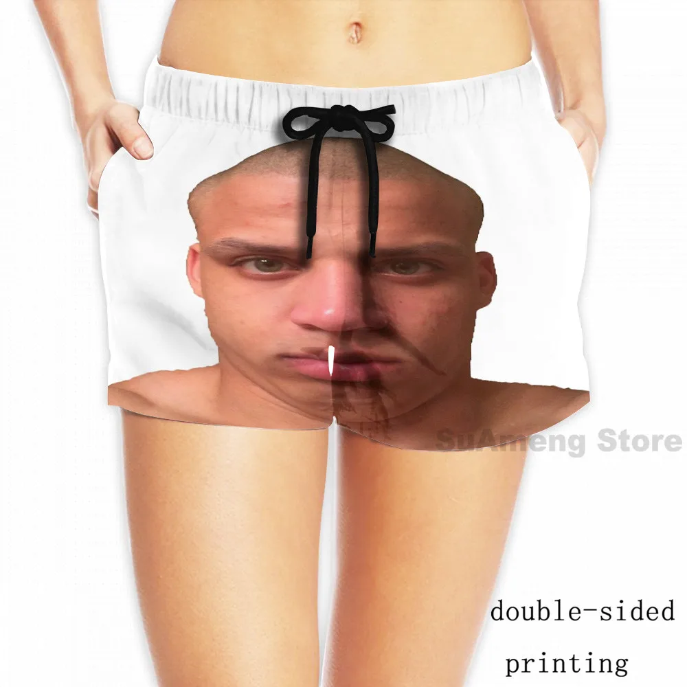 Летние повседневные мужские майки с забавным принтом, женские майки Tyler1 Selfie, мужские пляжные шорты, женские комплекты, майка без рукавов для фитнеса - Цвет: women beach shorts