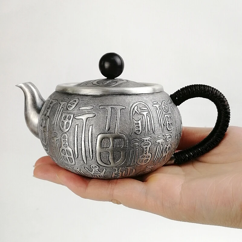 Чистое серебро изысканны teteapot чайники чайная чашка китайский чайный набор кунг
