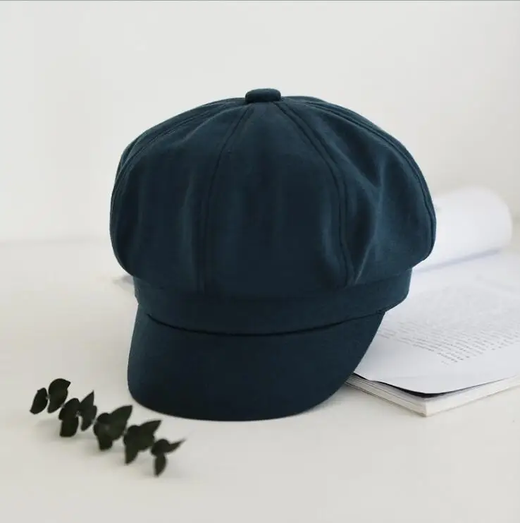 dark green Seioum хлопок обычная кепка газетчика шикарные женские летние уличные повседневные регулируемая крышка шляпы плюща от солнца с козырьками - Цвет: dark green