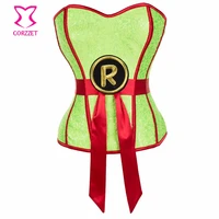 women superhero robin corsage corsets and bustiers burlesque red neon green sequin corset bustier sexy corselet gothic clothing
