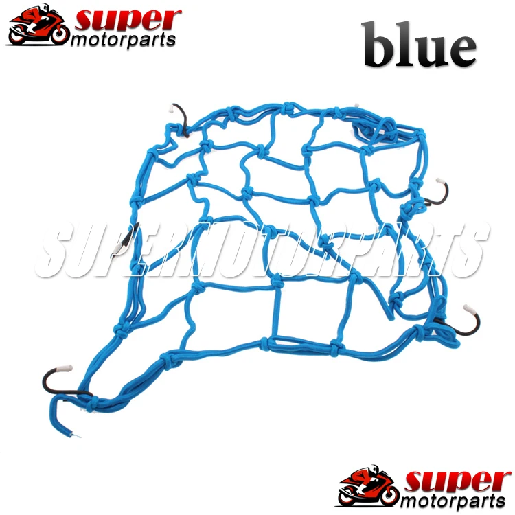 Motorcycle 6 Hooks Hold down Fuel Tank Luggage Net Mesh Web Bungee RED BLACK BLUE YELLOW |