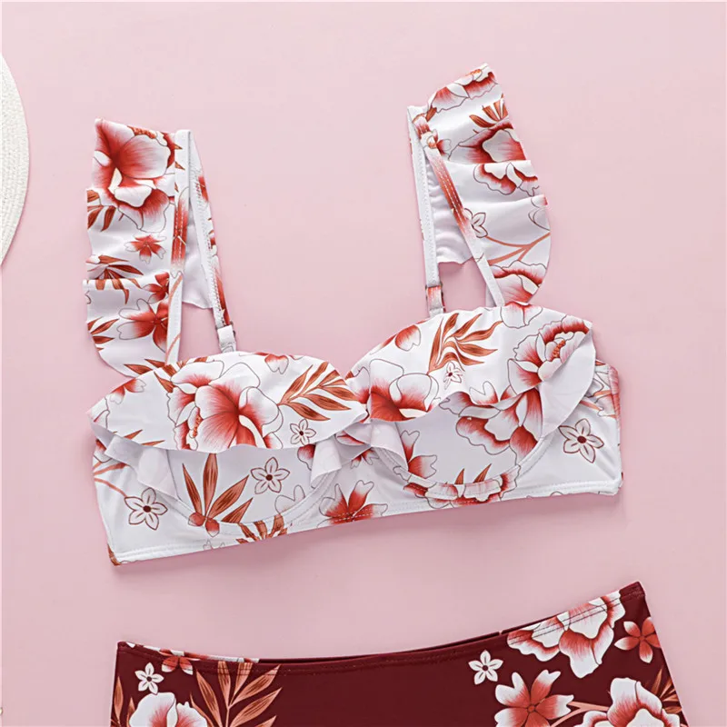 Бикини с пуш-апом In-X женский купальник высокой талией и цветочным принтом 2019 |