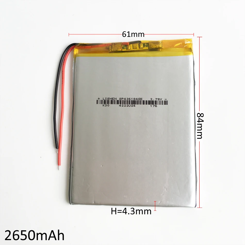 

10 pcs 3.7V 2650mAh Lithium Polymer LiPo Rechargeable Battery Li cells For Mp3 GPS PSP PAD DVD Power bank PC 436184